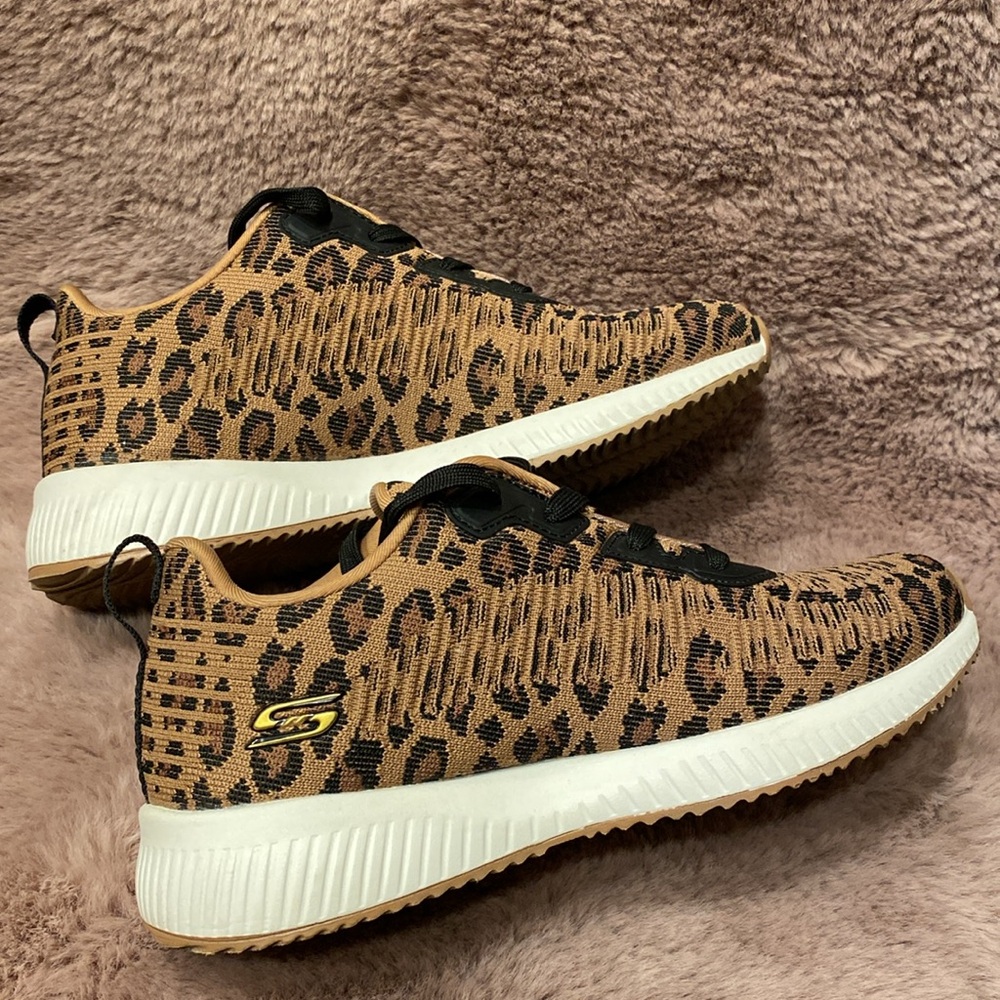 Final Price Skechers Women Bob's Sport Squad Leopard Sneakers in Brown & Black 6 - Picture 11 of 12